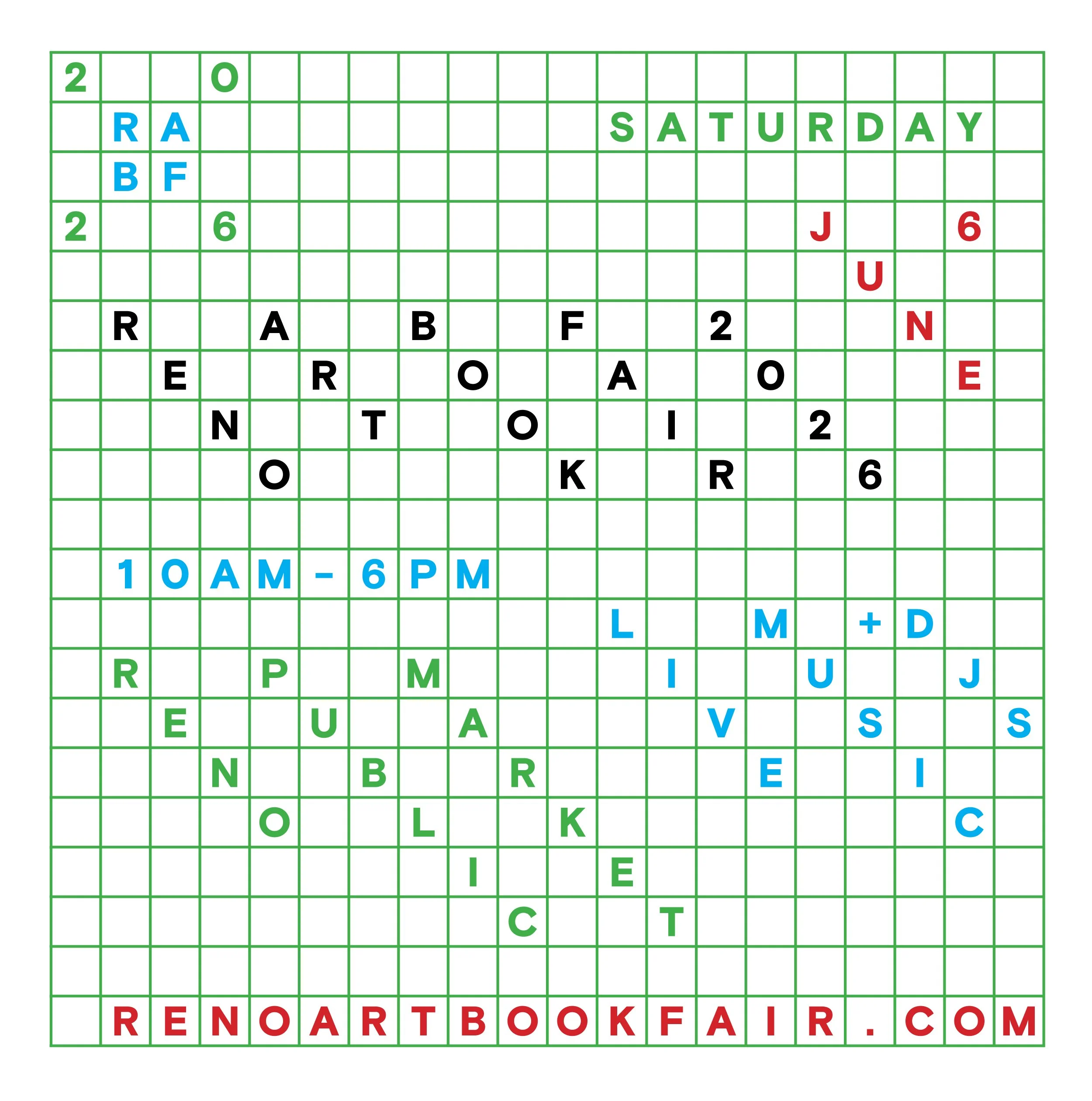 A crossword puzzle with words related to Sunday, time, and reading, including a website link at the bottom.