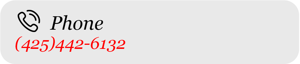 A graphic with a black phone icon, the word "Phone" in black, and a red phone number "(425) 442-6132" underneath.