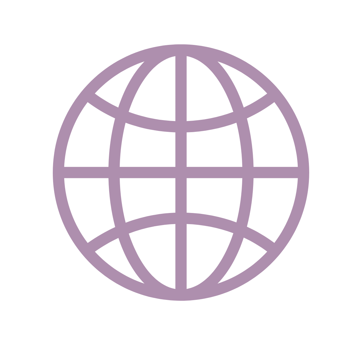 Purple outline of a globe representing the internet or global connectivity on a black background.