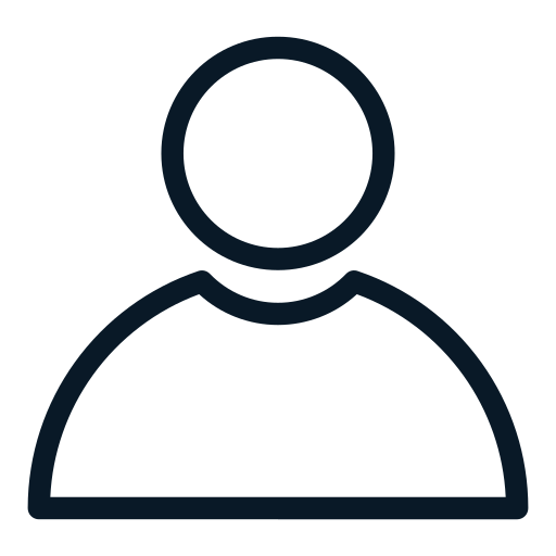 Outline icon of a person with a circular head and shoulders.
