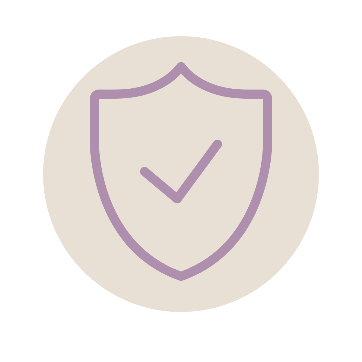 Shield icon with a checkmark inside, symbolizing security or protection.