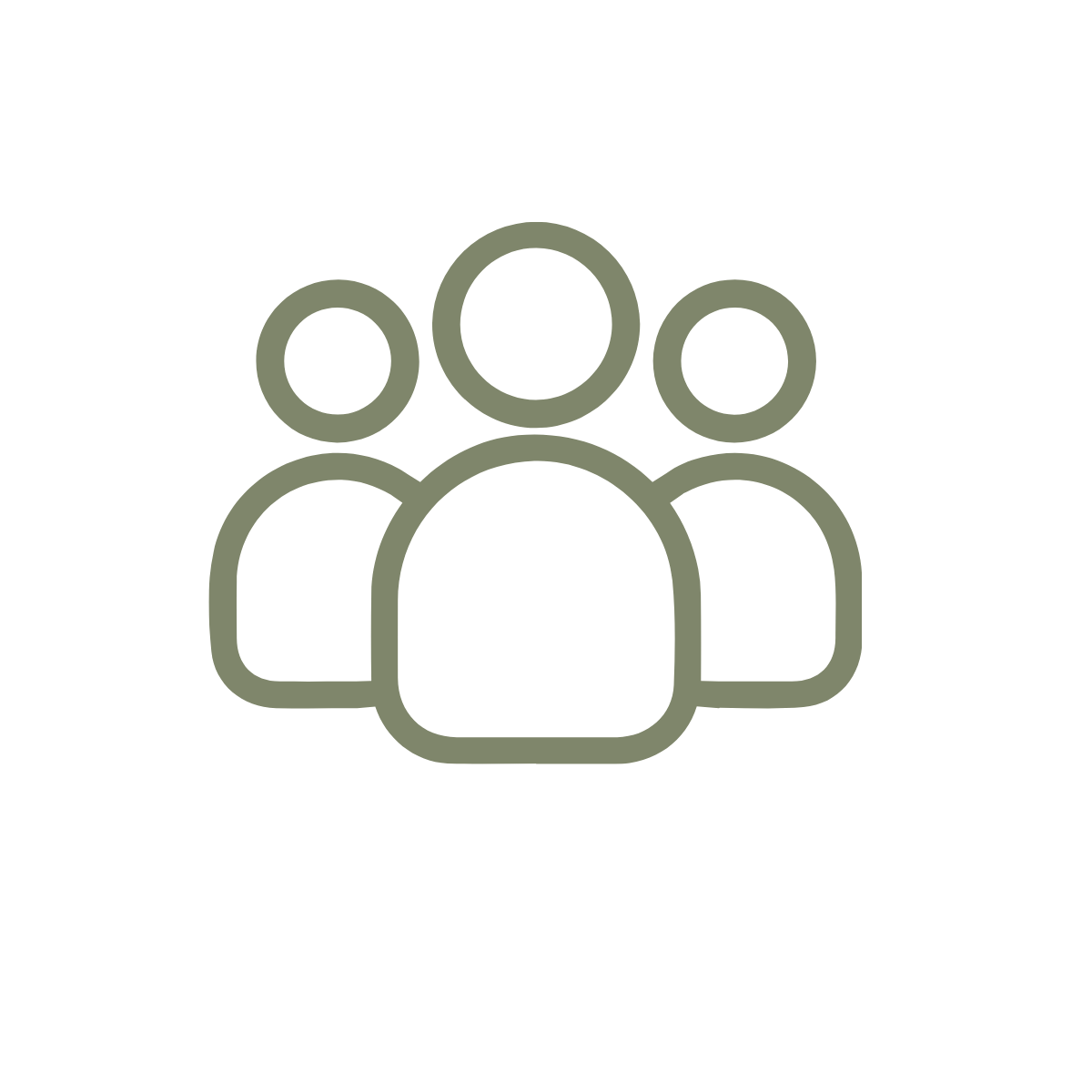 Icon of three people grouped together on a black background