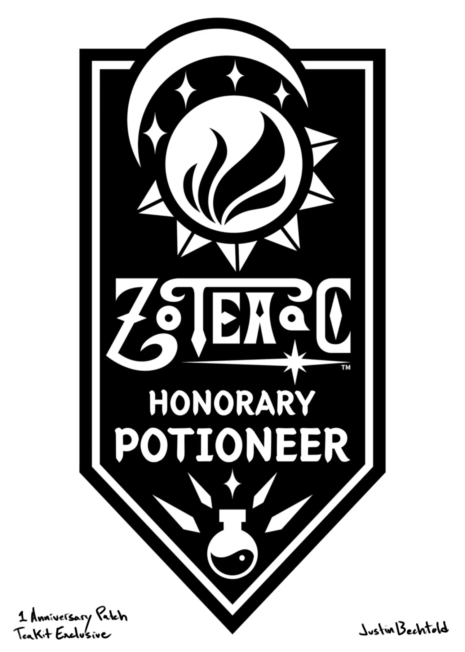 Finished concept art of ZOTEAAC Anniversary Patch and Tea Kit exclusive.