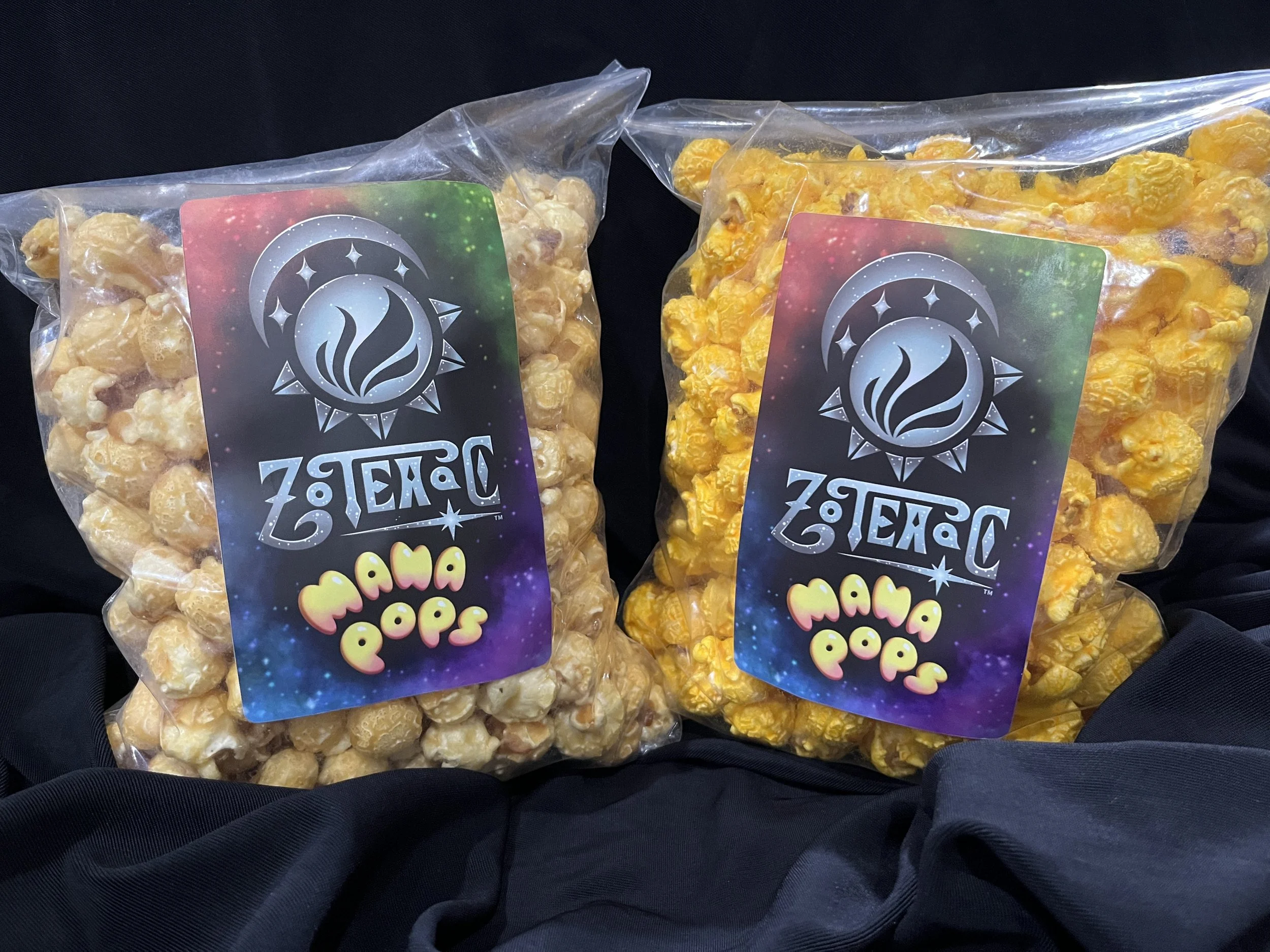 2 Bags of Popcorn, one caramel and one cheddar.