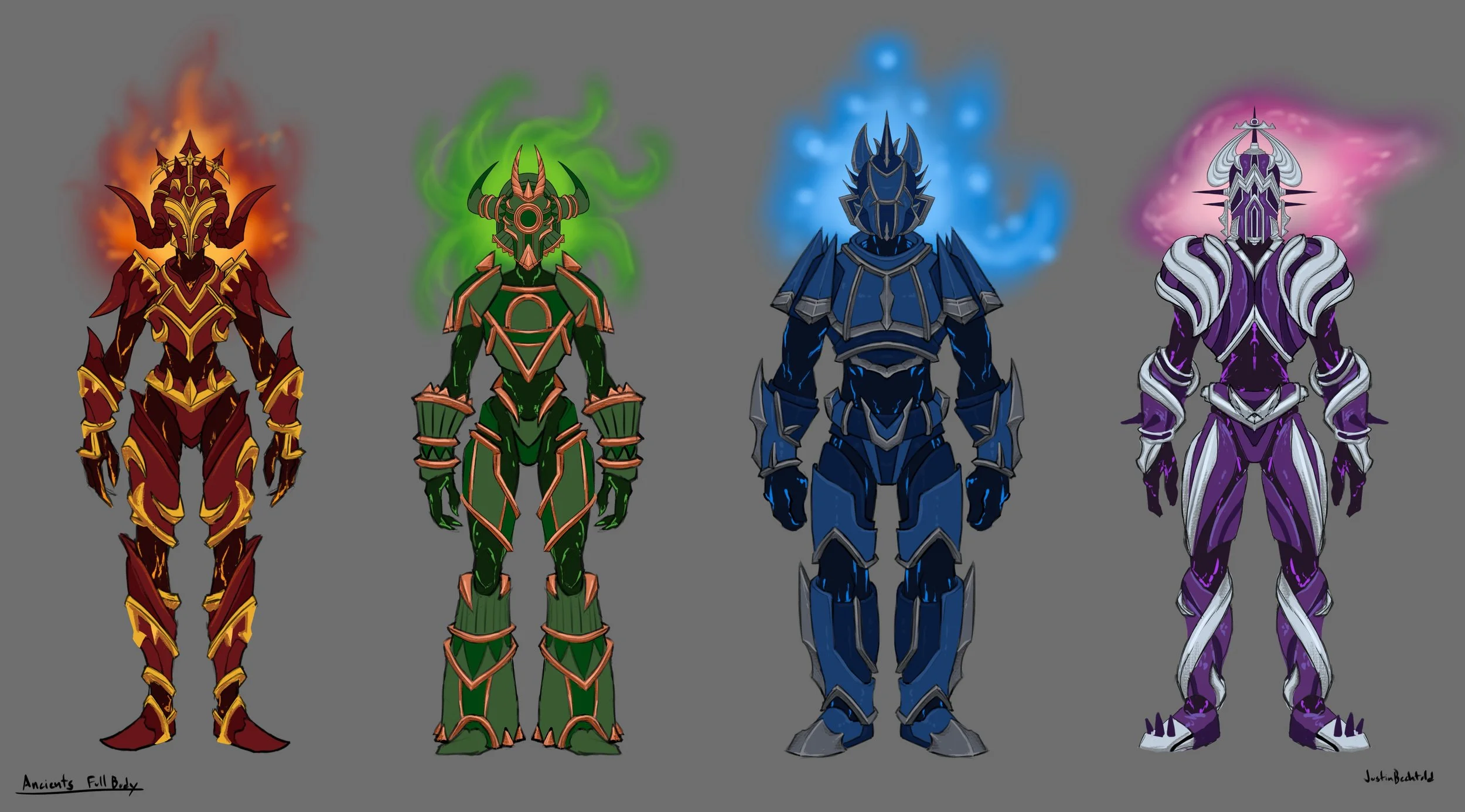 Final full body renders of the Elemental Guardian characters, called the Ancients.