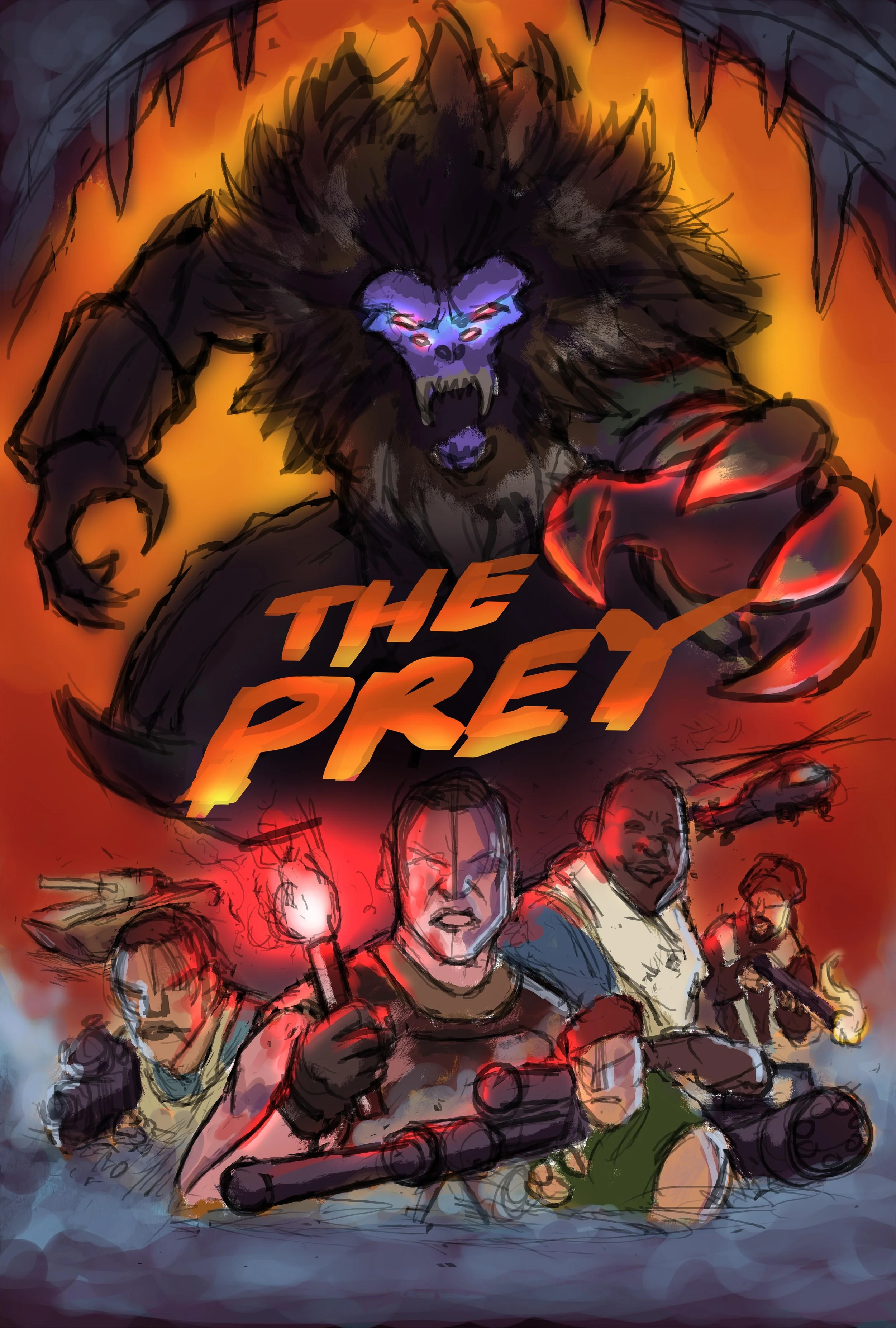 Final Color and Composition sketch of the Prey poster.