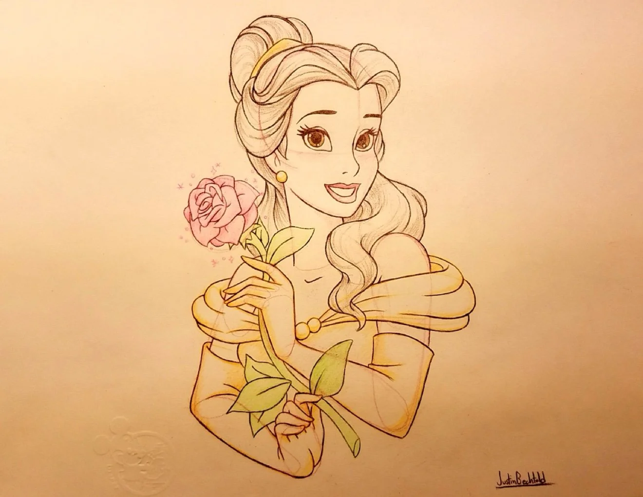 Belle with Rose sketch