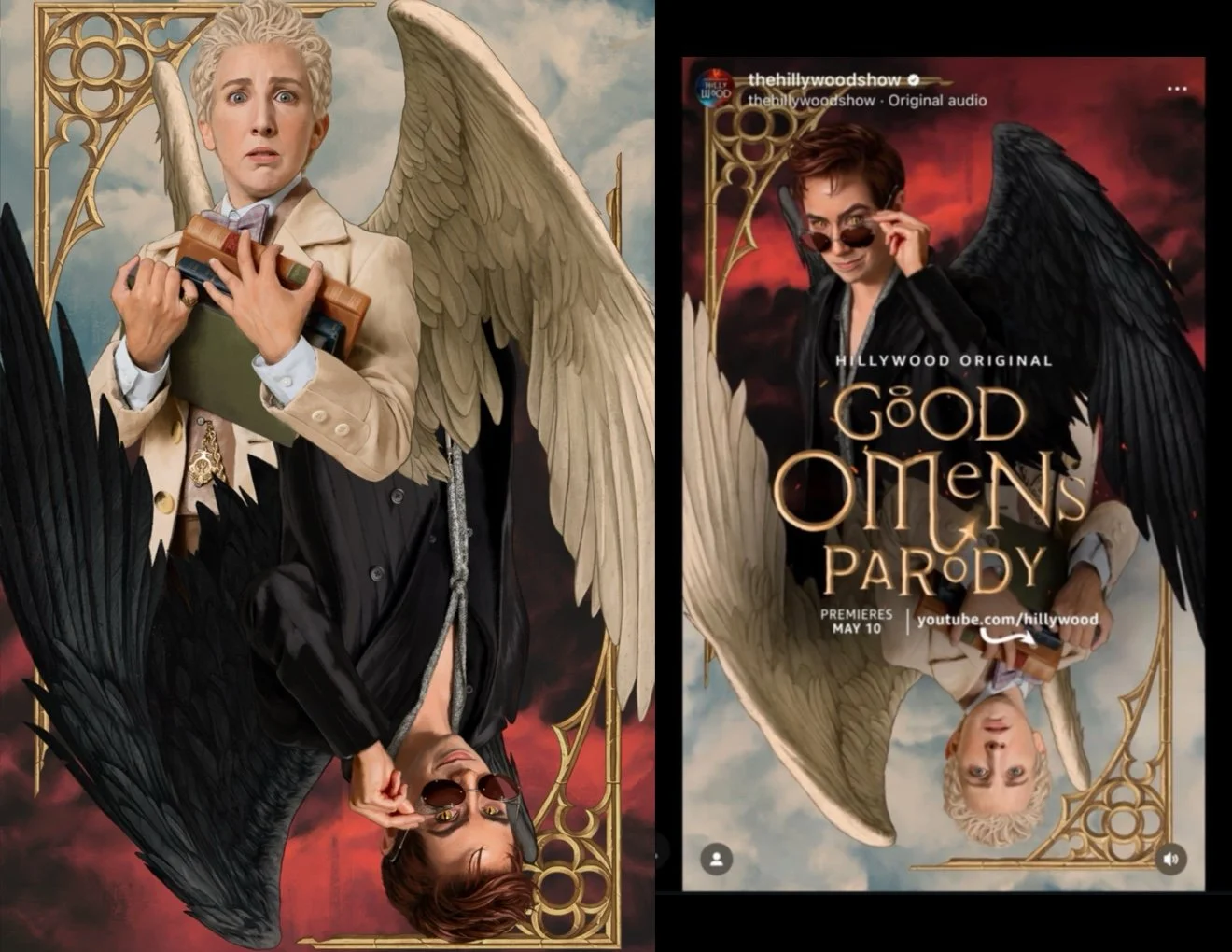 Good Omens Parody Promotion. Hilly and Hannah Demon and Angel Character Poster.