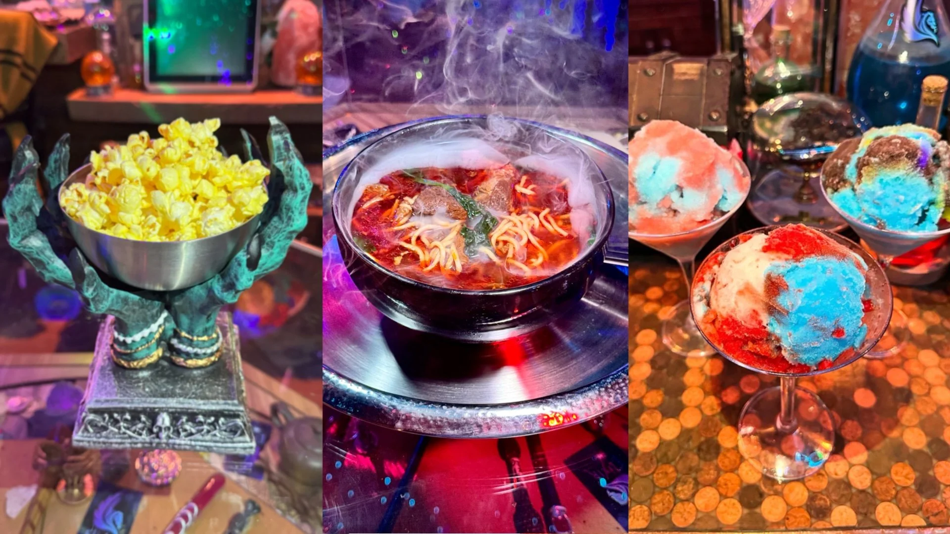 Popcorn, Dragon stew, and ice cream. All yummy treats available at Elixir.