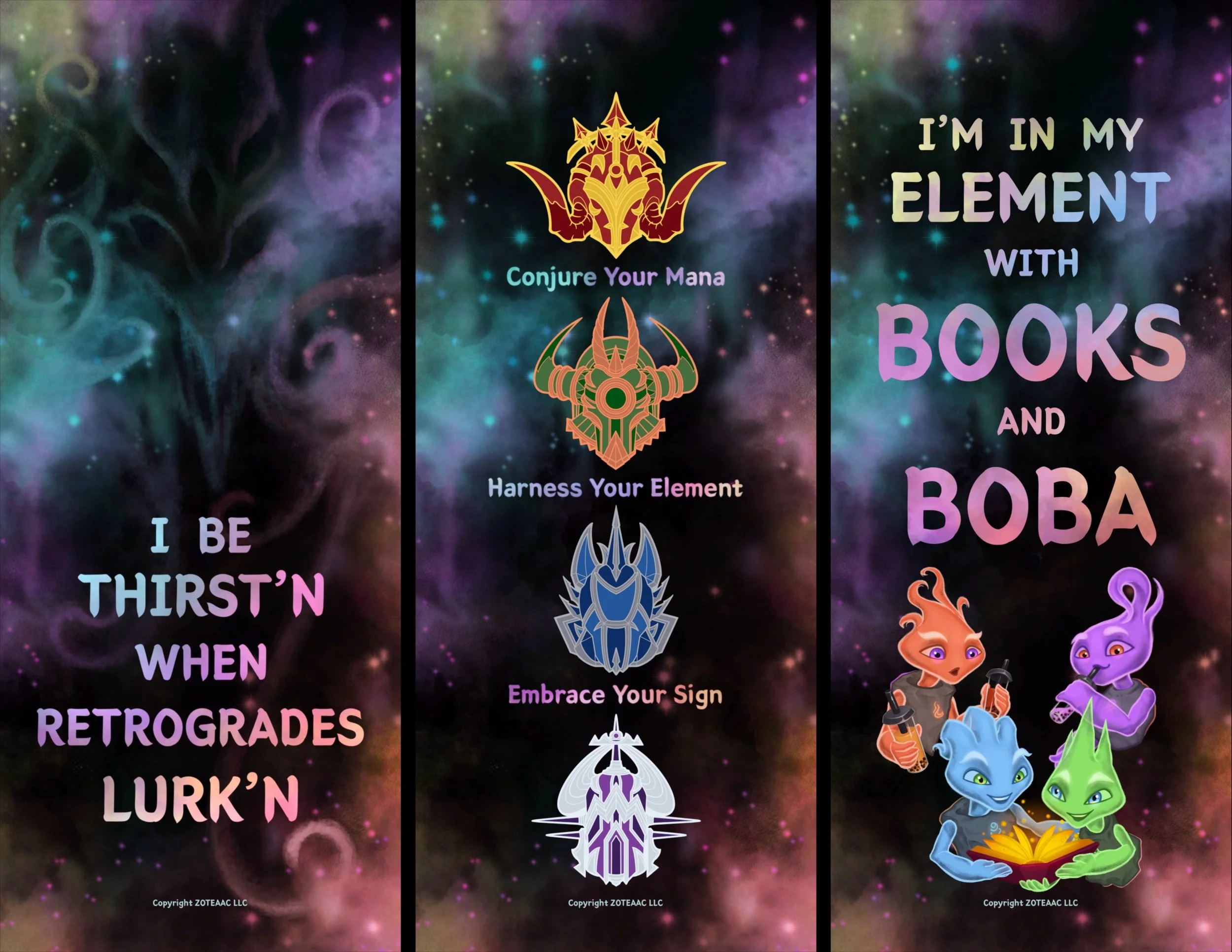 Artwork used for collectible bookmarks.