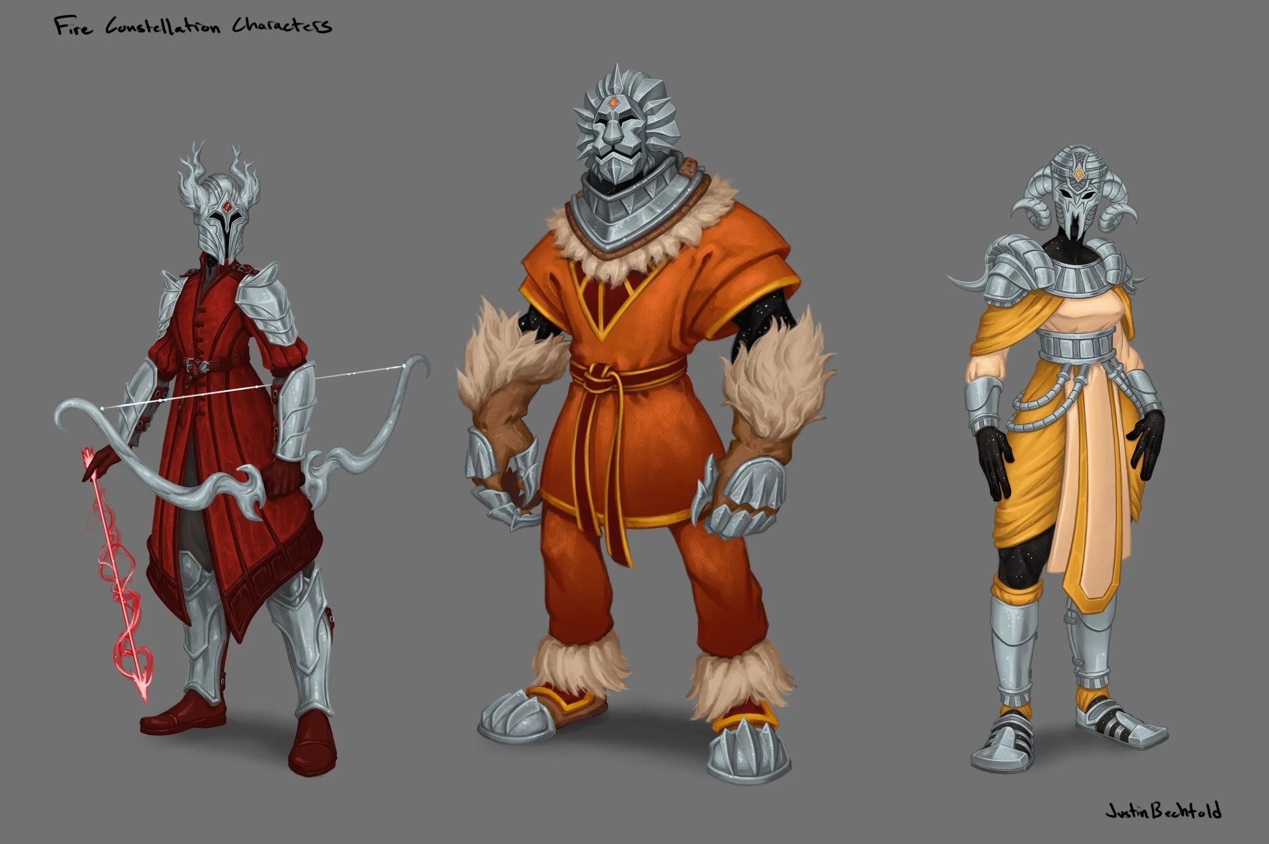 Character design of the Fire constellation champions.