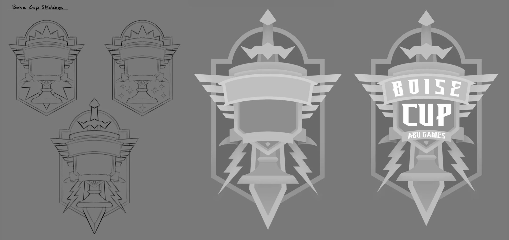 Boise Cup Concept Art Logo design Sketches.