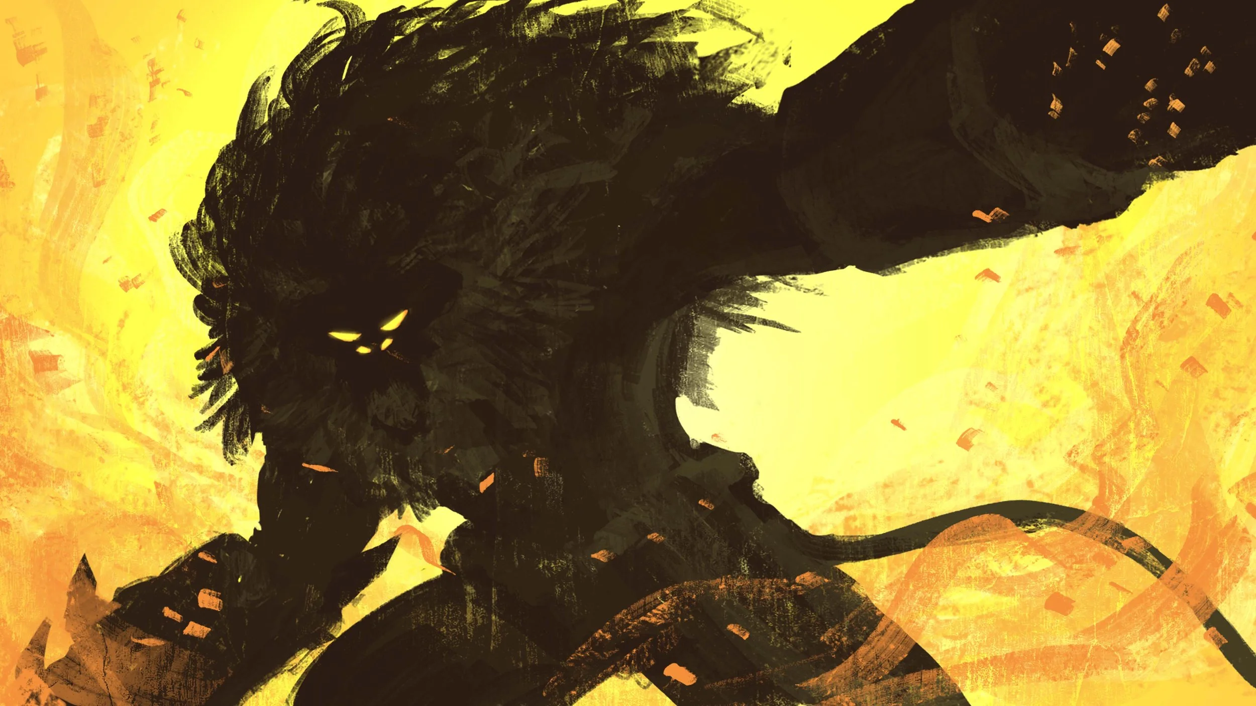 Credit sequence: Monster swipes at camera, soon to transition to the live action start of the film.