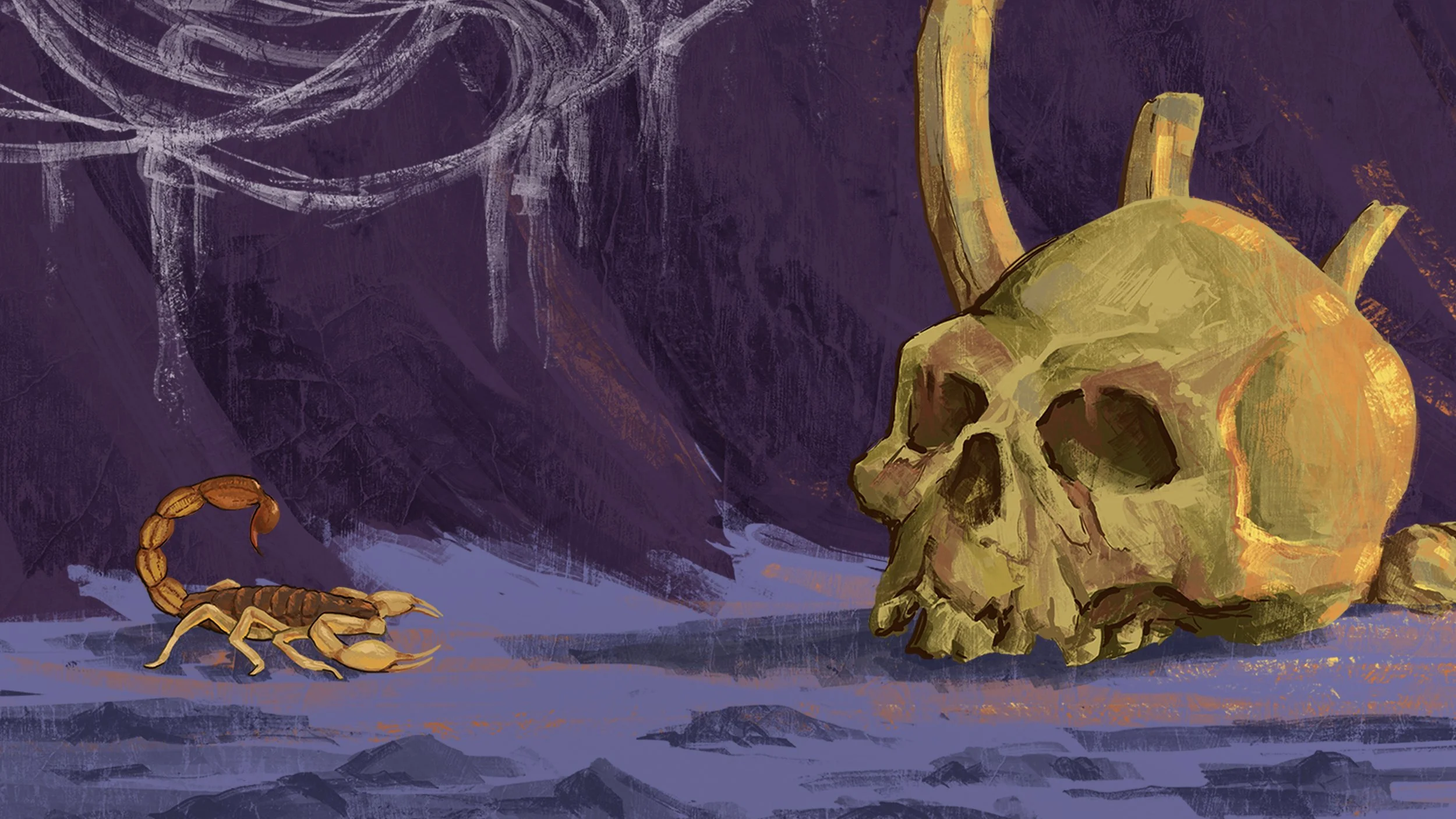 Credit sequence: scorpion and skull reveal.