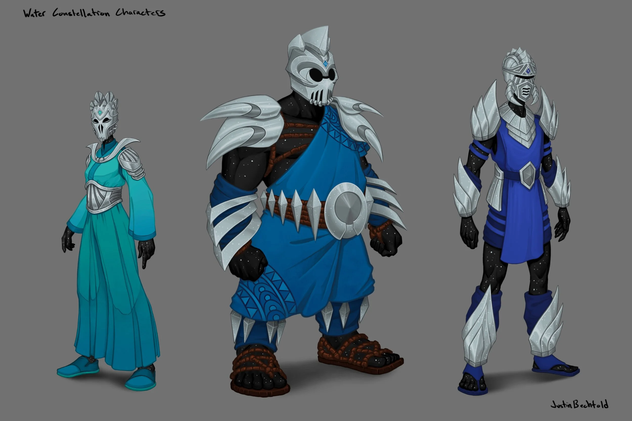 Character design of the Water constellation champions.
