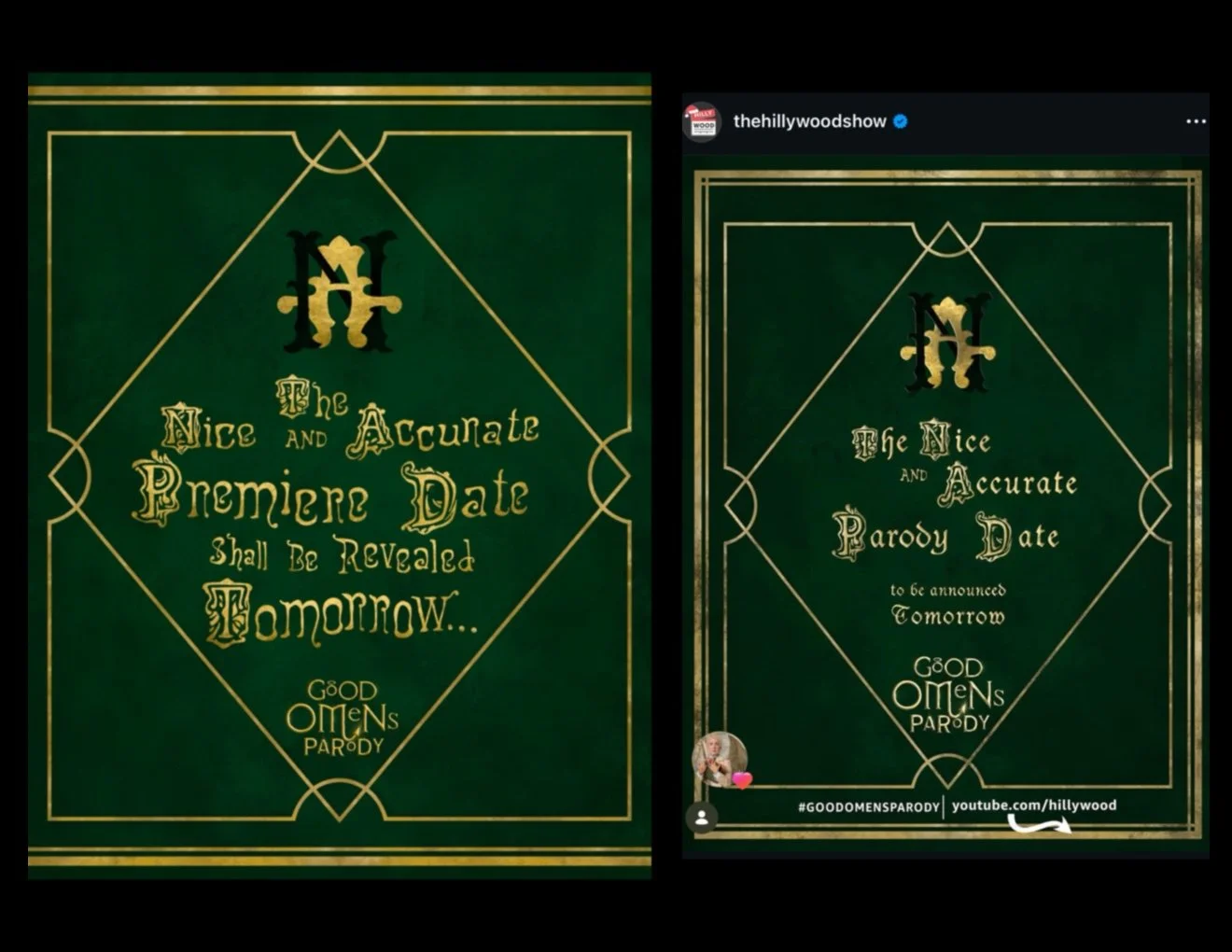 Good Omens Parody Book recreation design for premiere date.