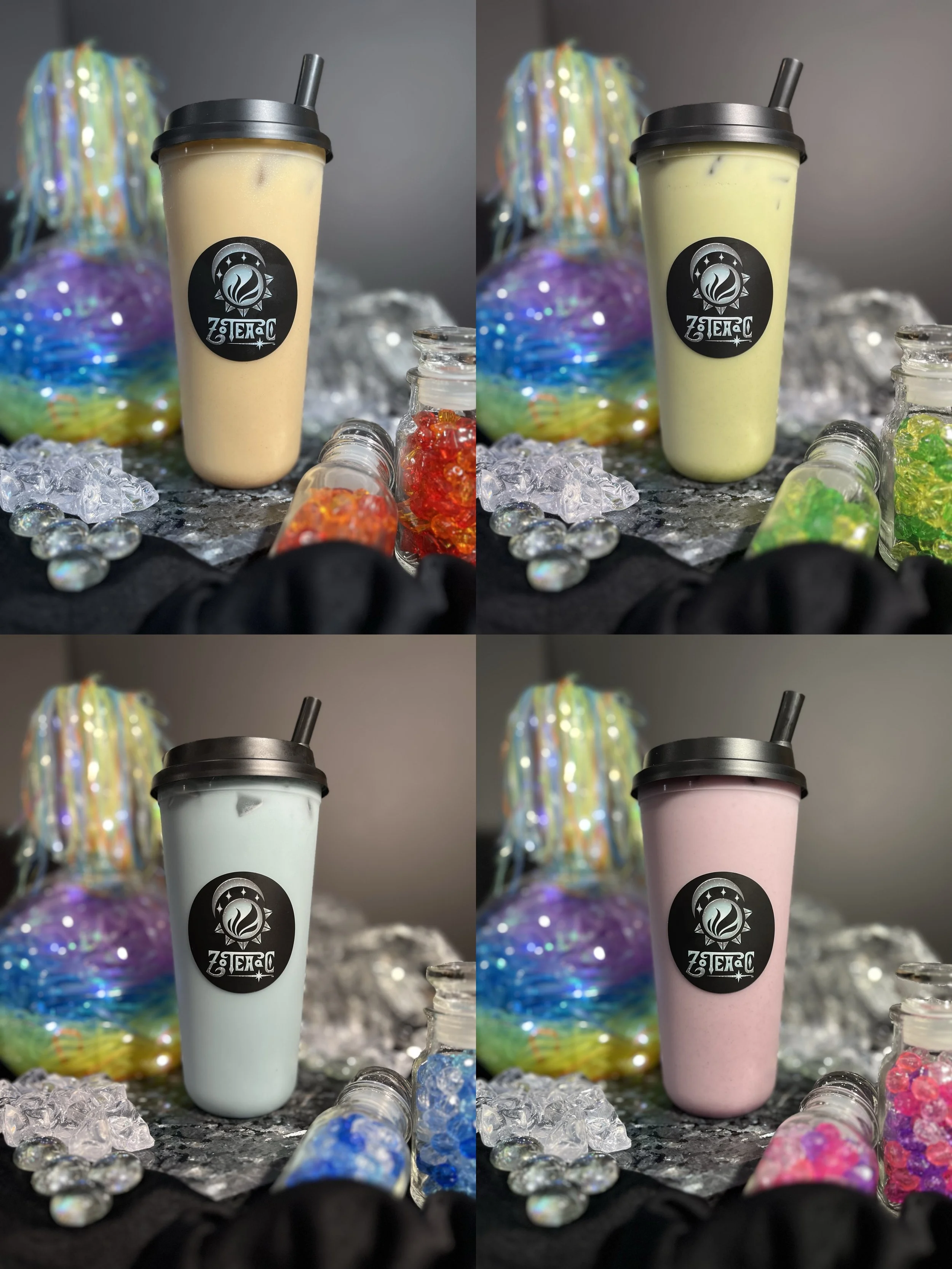 4 Boba Tea Drinks on display off of the main Boba Tea Menu.