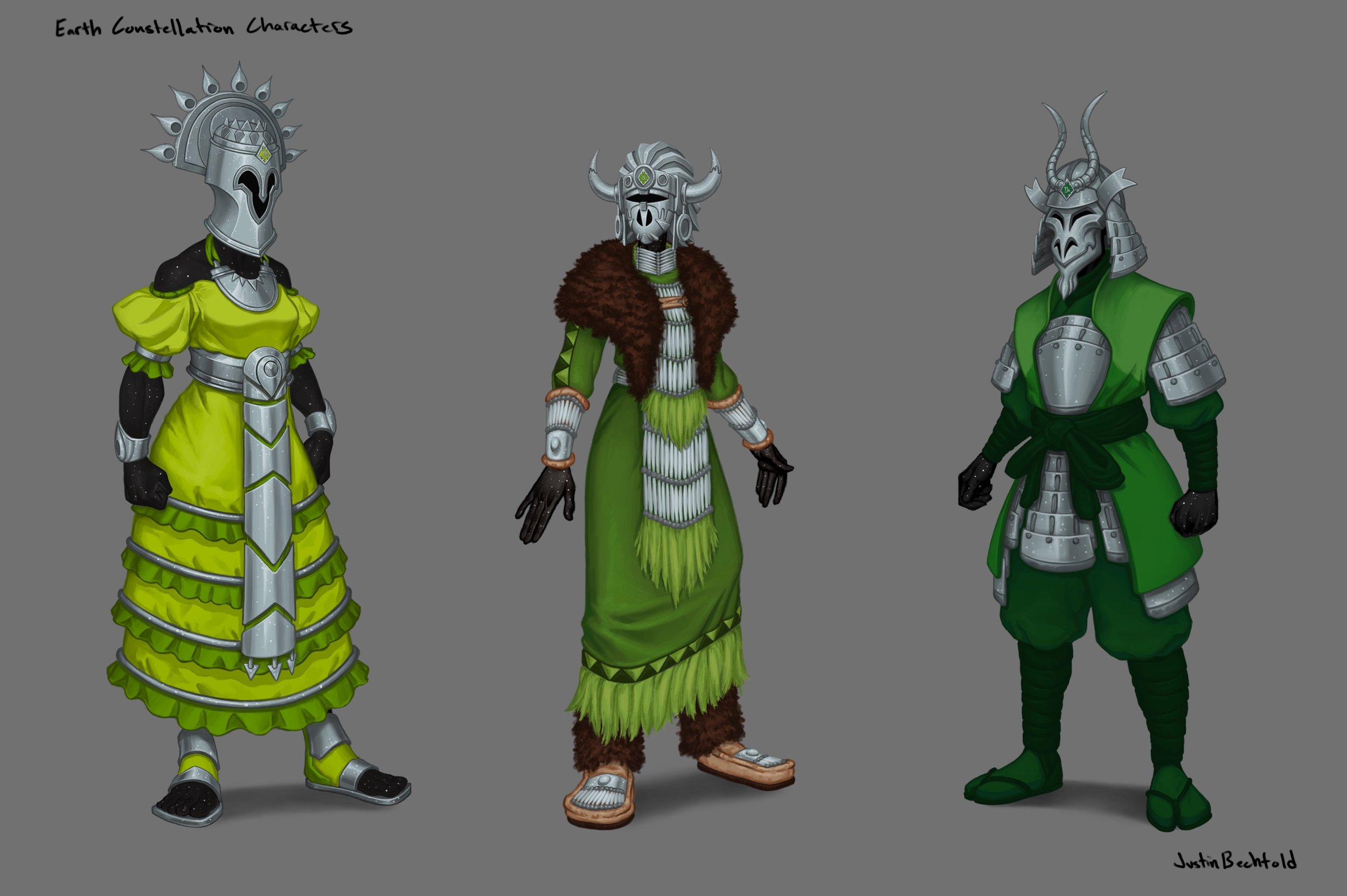 Character design of the Earth constellation champions.