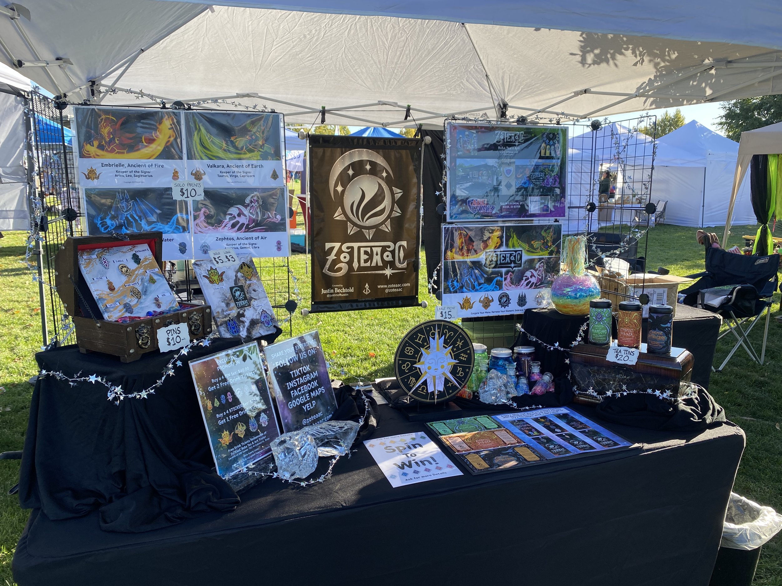ZOTEAAC Tea and Art Booth at Potato Days event, Idaho.