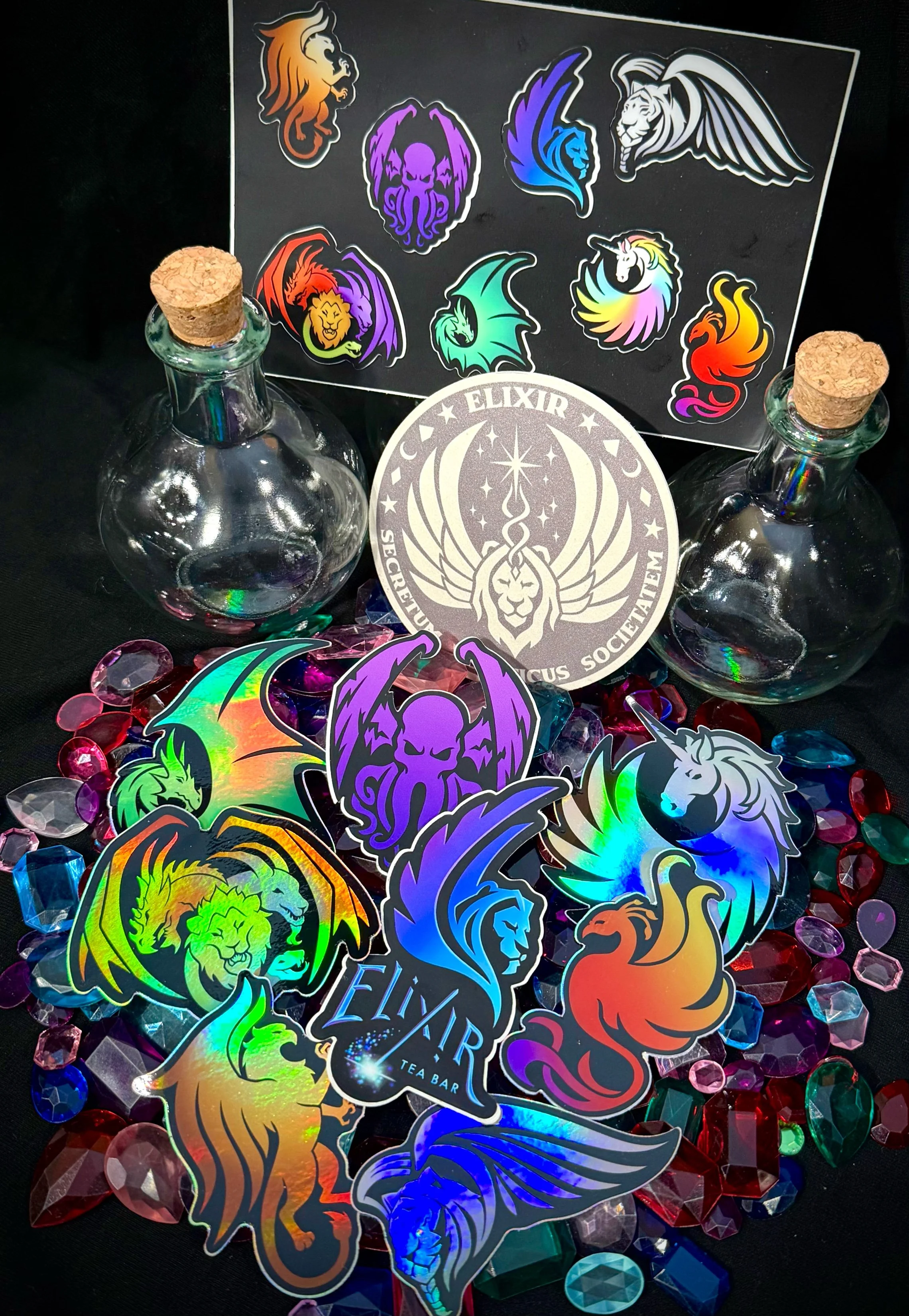 Holographic Stickers of character logos