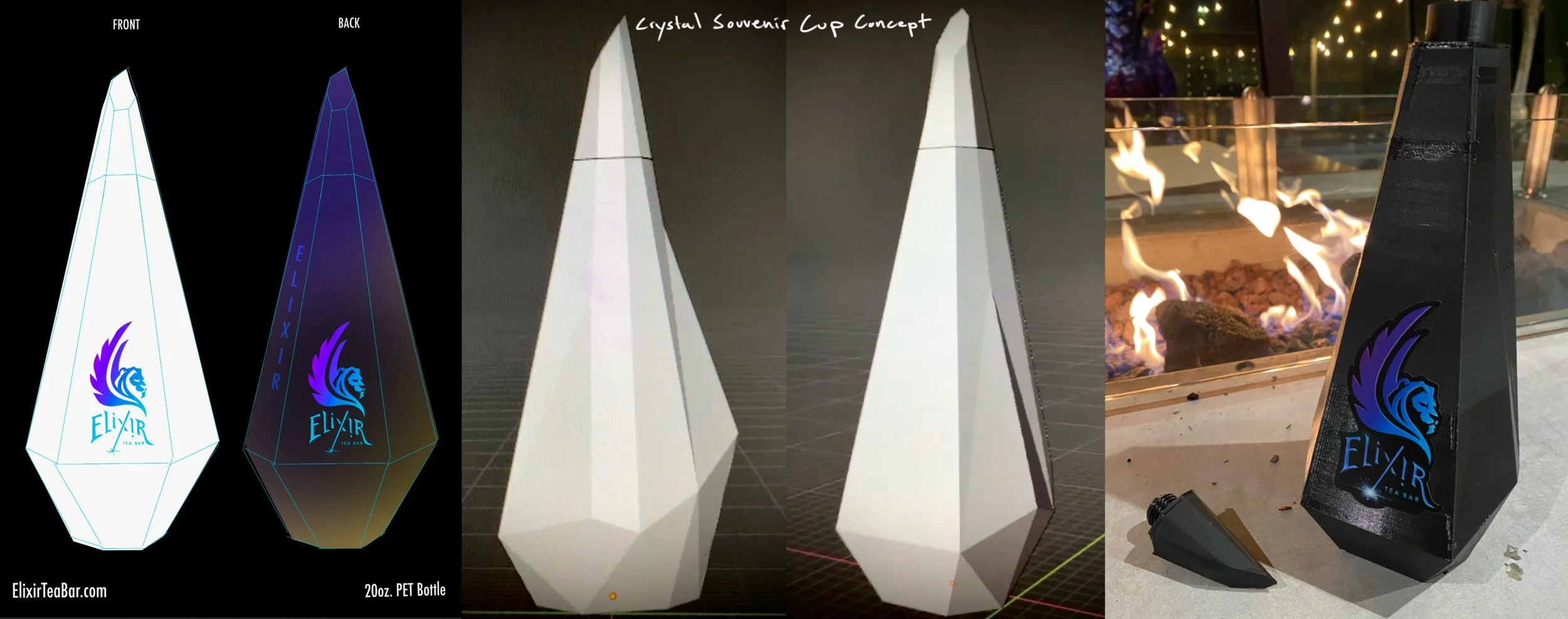 Concept Design for souvenir Cup shaped as a crystal. Concept 3d printed cup.