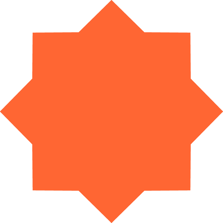 Orange 8 point icon.