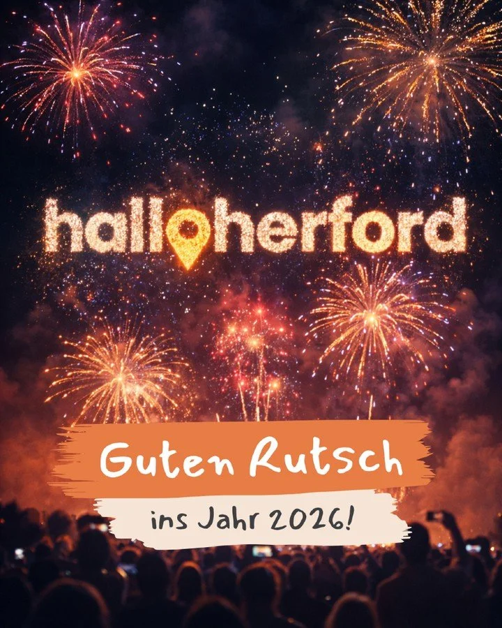 GUTEN RUTSCH, HERFORD! 🥂🎆

Was f&uuml;r ein Start! Es ist erst ein paar Monate her, dass wir mit halloherford losgelegt haben &ndash; und wir sind immer noch &uuml;berw&auml;ltigt, wie positiv ihr uns aufgenommen habt. 🧡

Ein riesiges Dankesch&oum