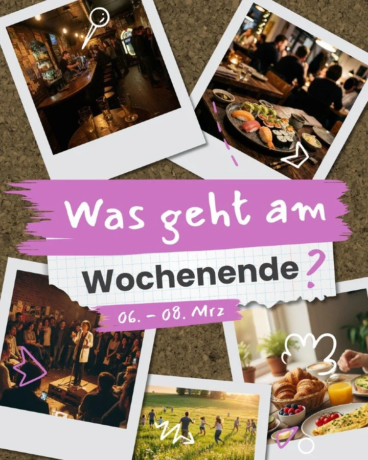 KEIN PLAN F&Uuml;RS WOCHENENDE? WIR SCHON! 

🚀✨Couch-Potato-Modus? Nicht mit uns! Wir haben f&uuml;r euch die Stadt und das Umland gescannt und die absoluten Highlights f&uuml;r die n&auml;chsten Tage in dieses Karussell gepackt.

Egal, ob ihr Bock 