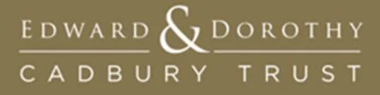 Logo of Edward & Dorothy Cadbury Trust with beige background and white text.