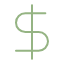 Green dollar sign symbol.