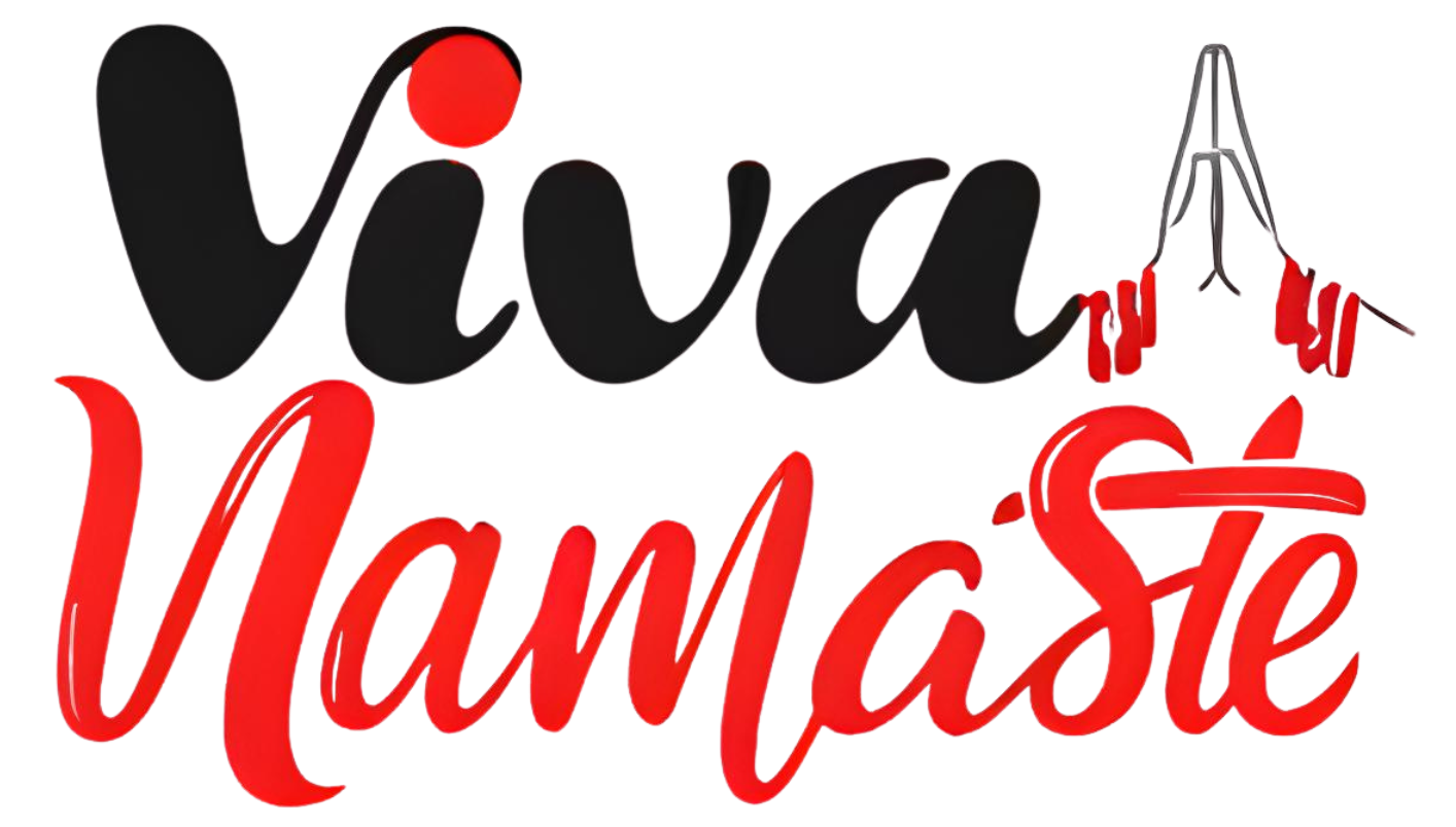 Site logo that reads 'Viva! Namaste' in black and red neon lettering with a red dot on the 'i' and decorative red accents for Viva Namaste – Authentic Indian Restaurant in Ashford