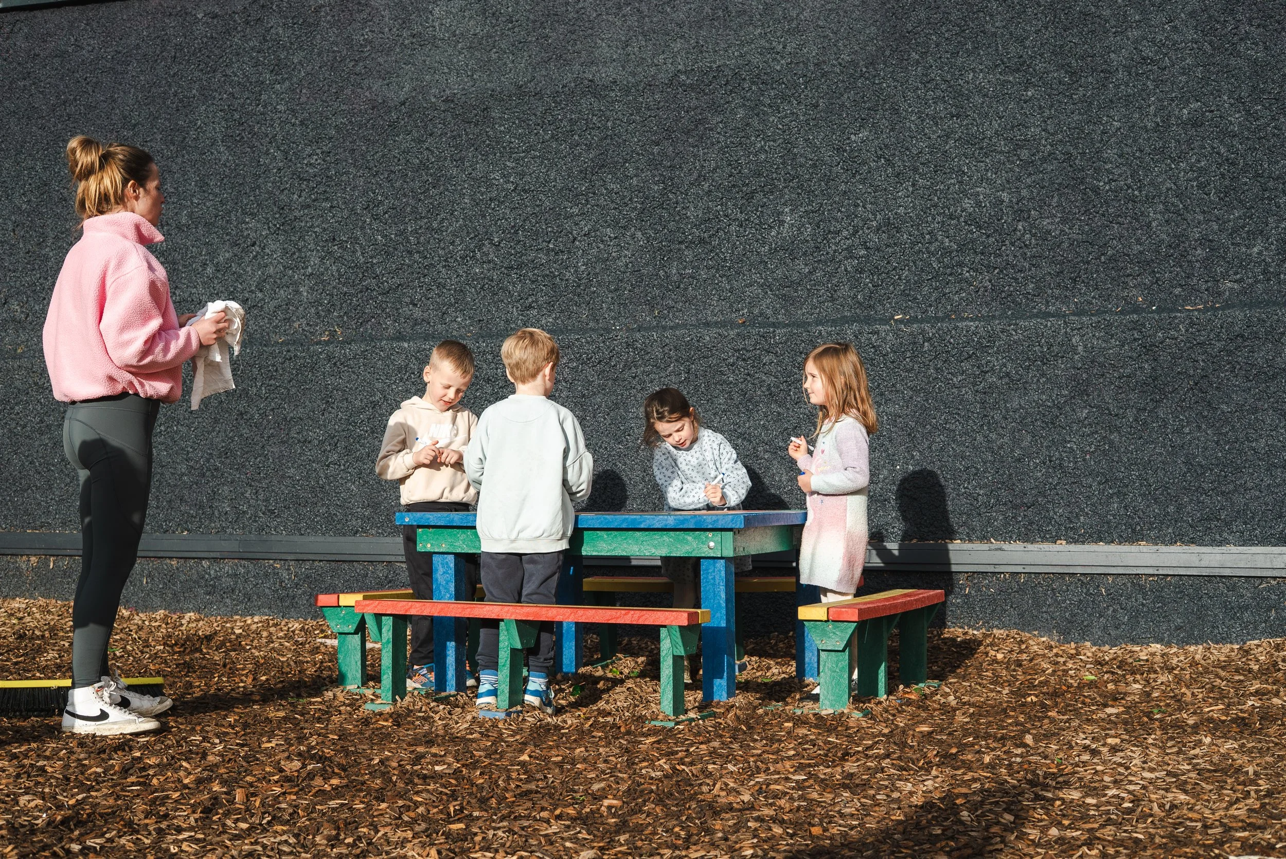 Children in the playground outside at St Matthew's Sandymount.jpg