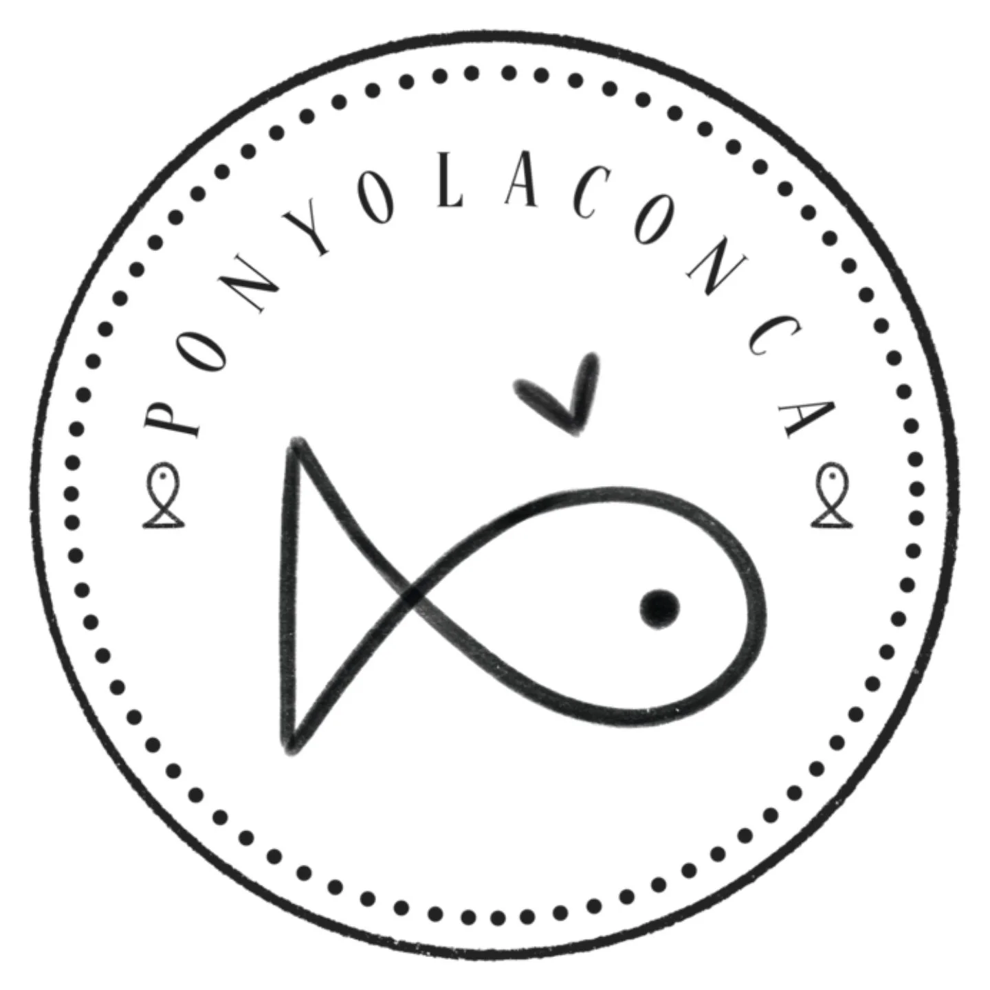 A circular logo with a stylized fish outline and a small circle for an eye. The text around the circle reads 'POON YO LACON C A D'.