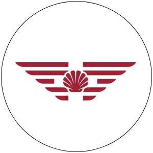 Logo Eliteshell rouge avec des ailes stylisées et une coquille de mer au centre sur fond blanc.