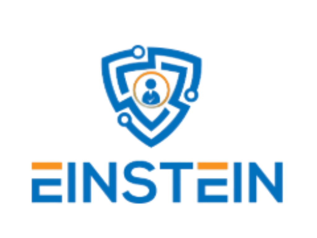 EINSTEIN logo with a shield, a person icon inside, in blue and orange text