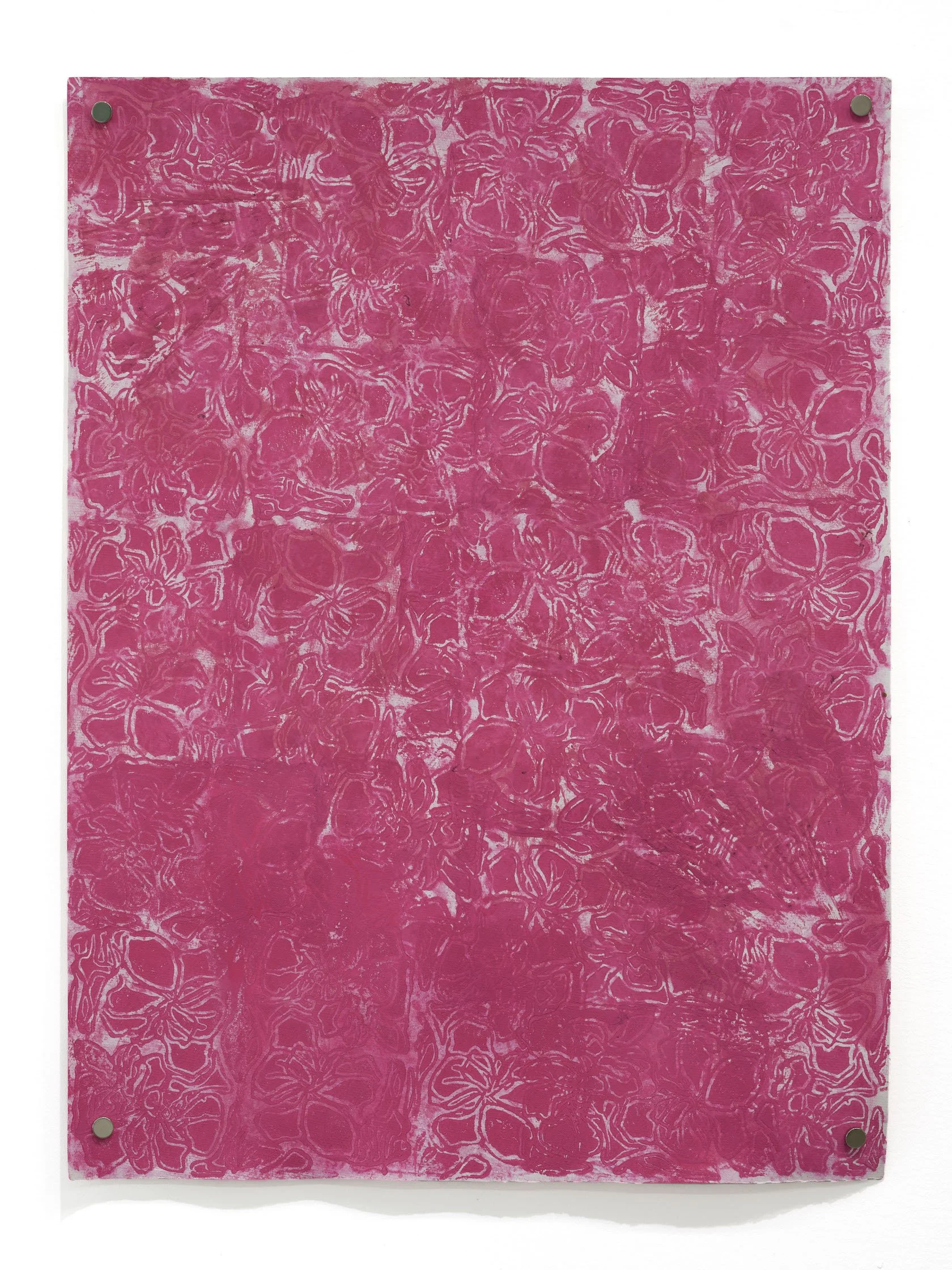La flor de maga danzante, 2024 Edition 2_6 Acrylic paint, hibiscus flower, fabric and block printing ink on heavyweight watercolor paper 18 x 24 in. (45.72 x 60.96 cm)