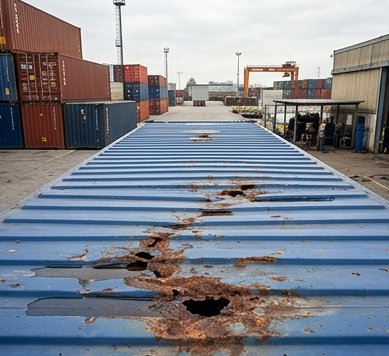 Tetto di un container dry riparato