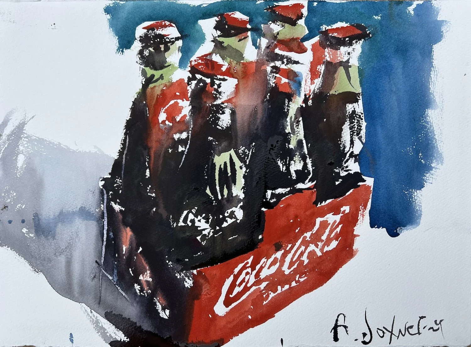 Loose coca-cola bottle watercolor painting
