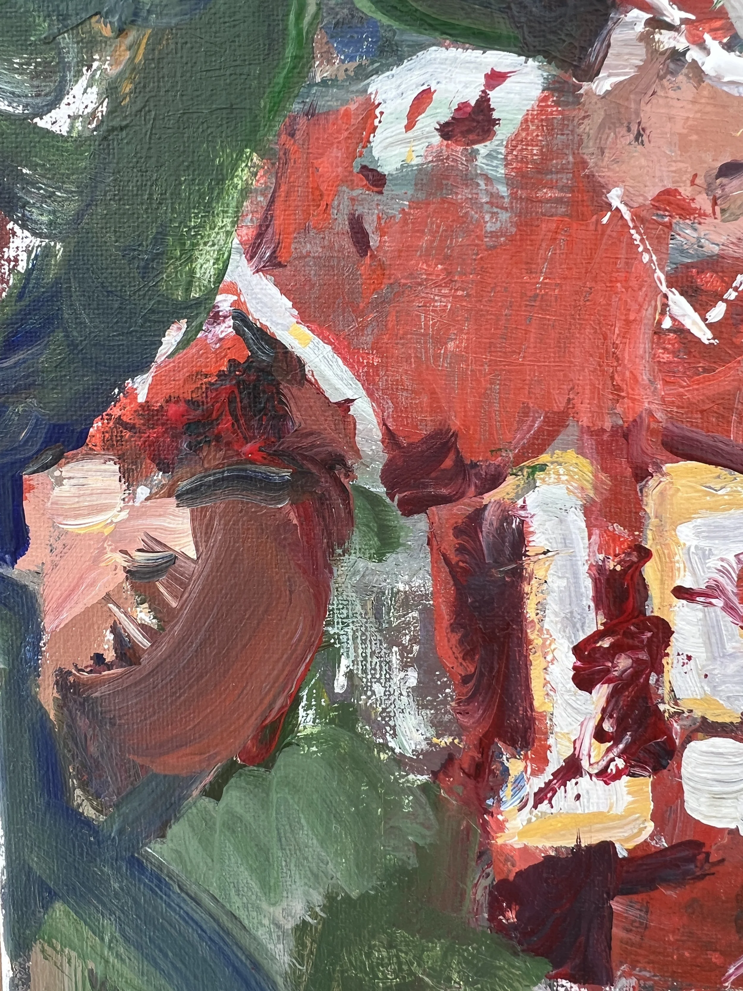 Close-up detail of Patrick Mahomes Kansas City Chiefs original acrylic painting