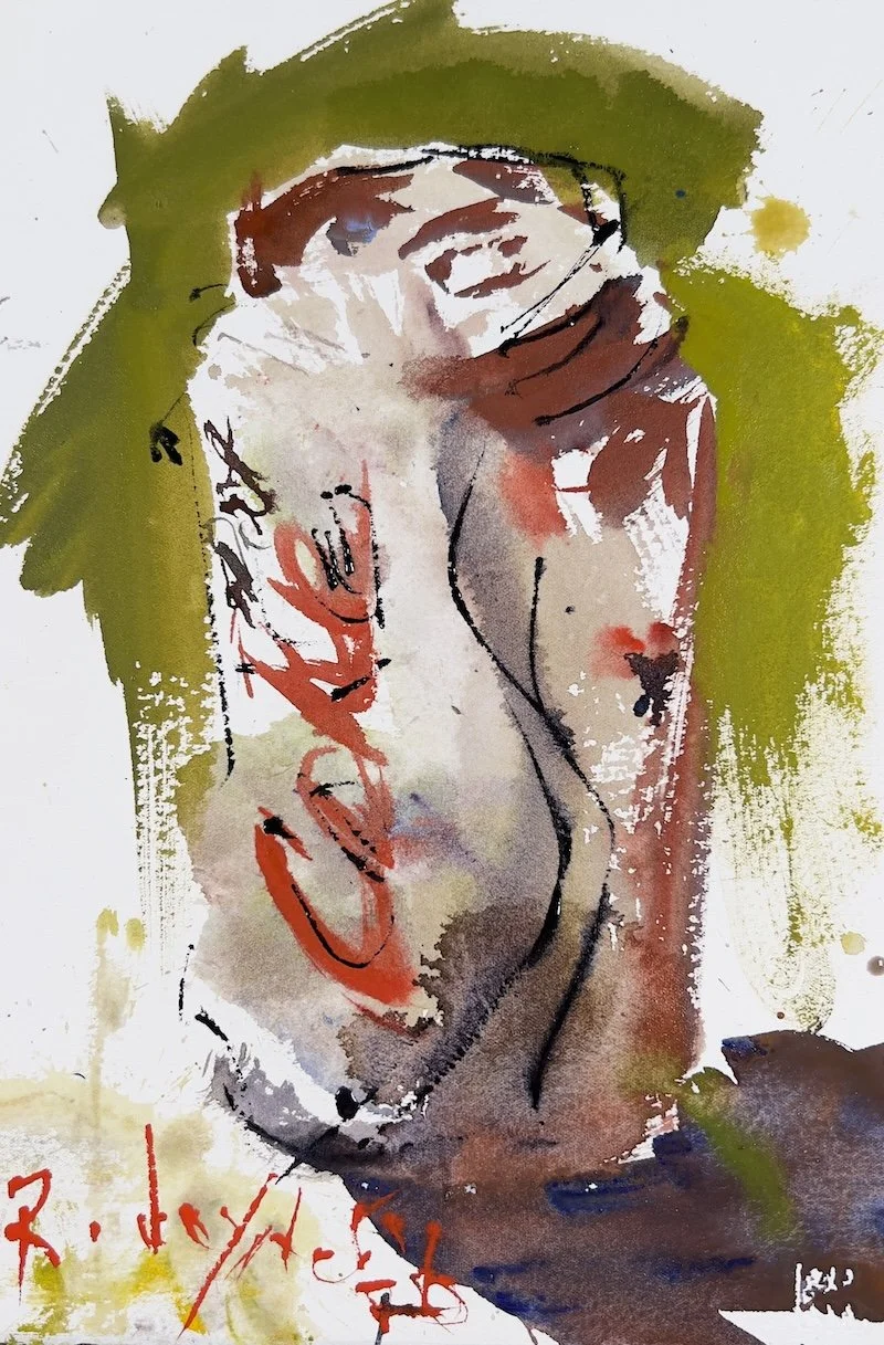 loose watercolor painting with can of soda