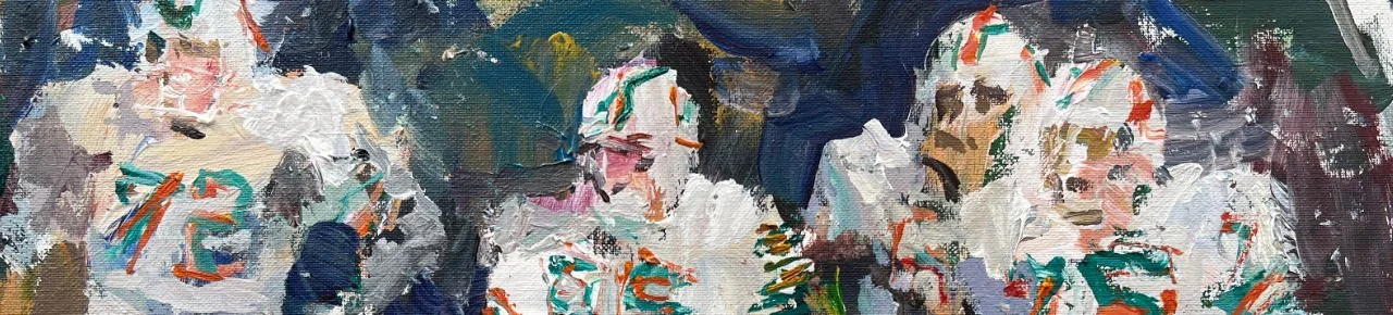 Original No Name Miami Dolphins defense painting, the legendary Miami Dolphins players