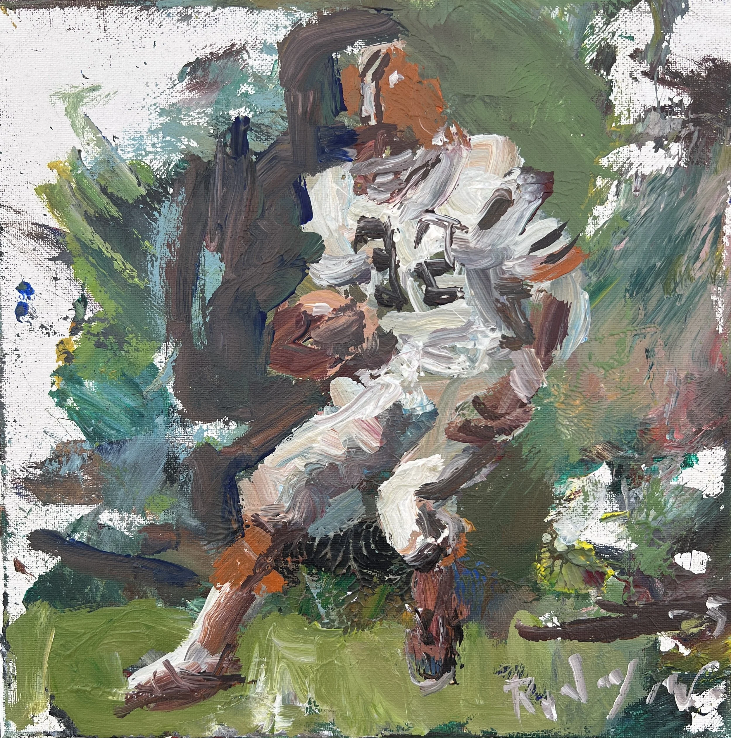 Expressive Jim Brown Painting - Cleveland Browns NFL Legend