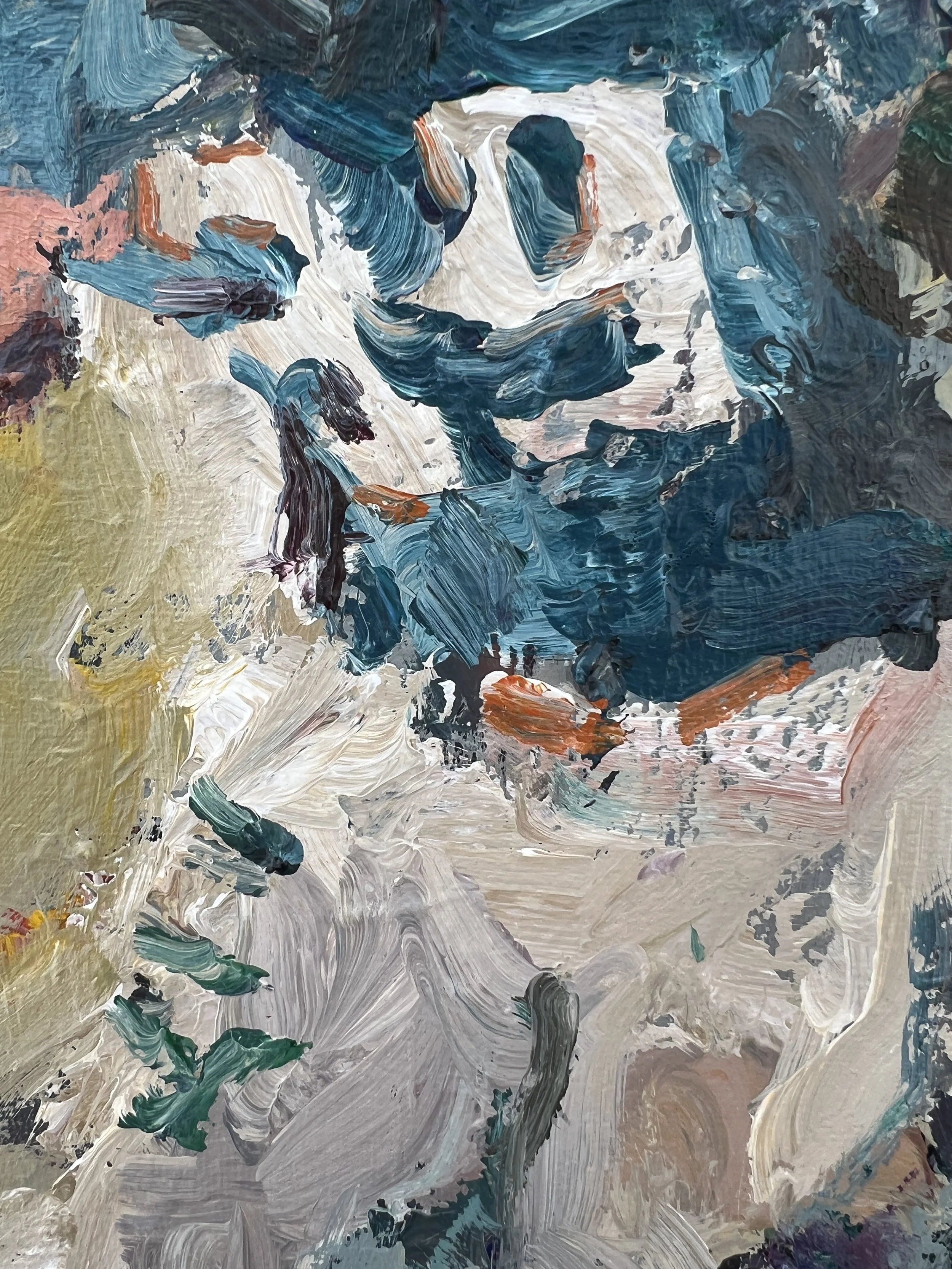 Brushwork detail of Larry Csonka Miami Dolphins original acrylic painting