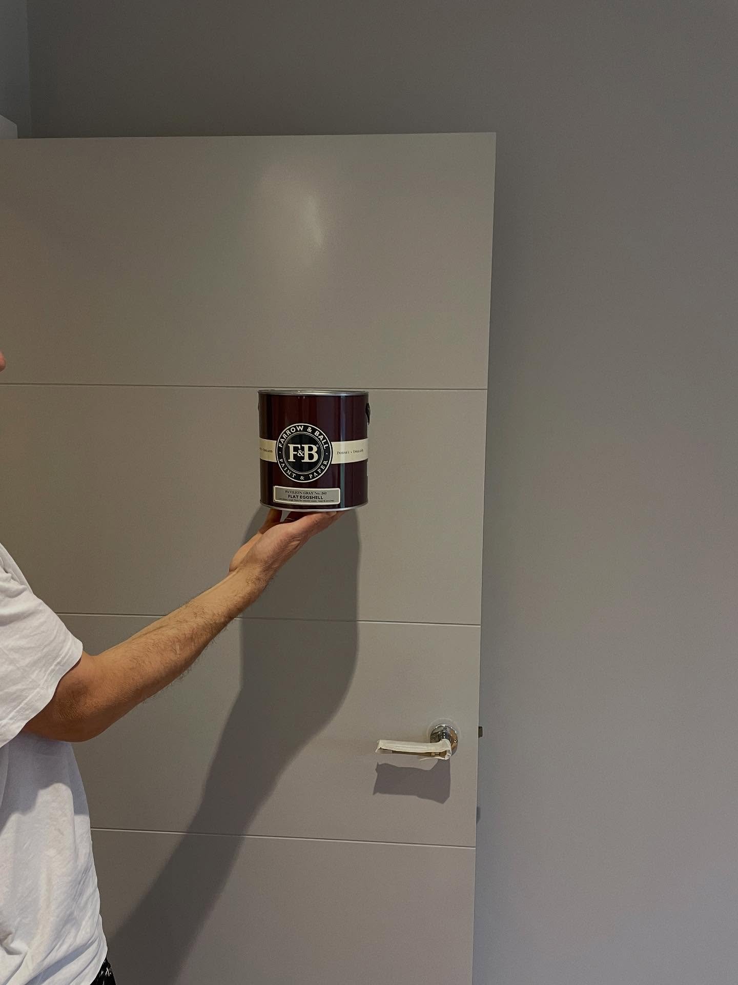 First time using the new Farrow &amp; Ball Flat Eggshell &mdash; and it didn&rsquo;t disappoint! 🎨

Smooth, elegant and perfect for doors or woodwork with that modern soft sheen.

📍West London Decorators. Decorators West London | Quality work, pers