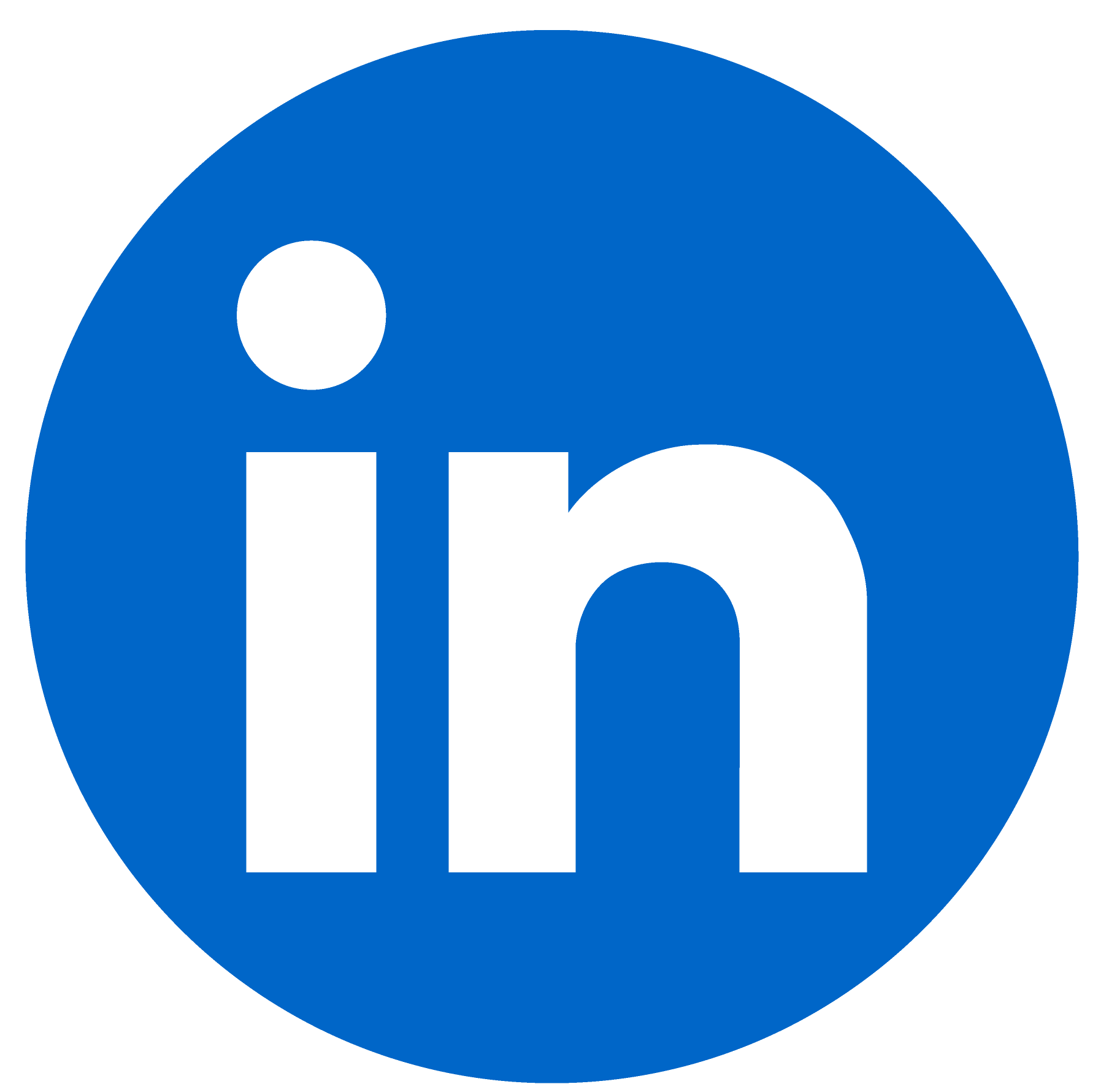 LinkedIn logo with a blue circle and white lowercase 'in' inside.