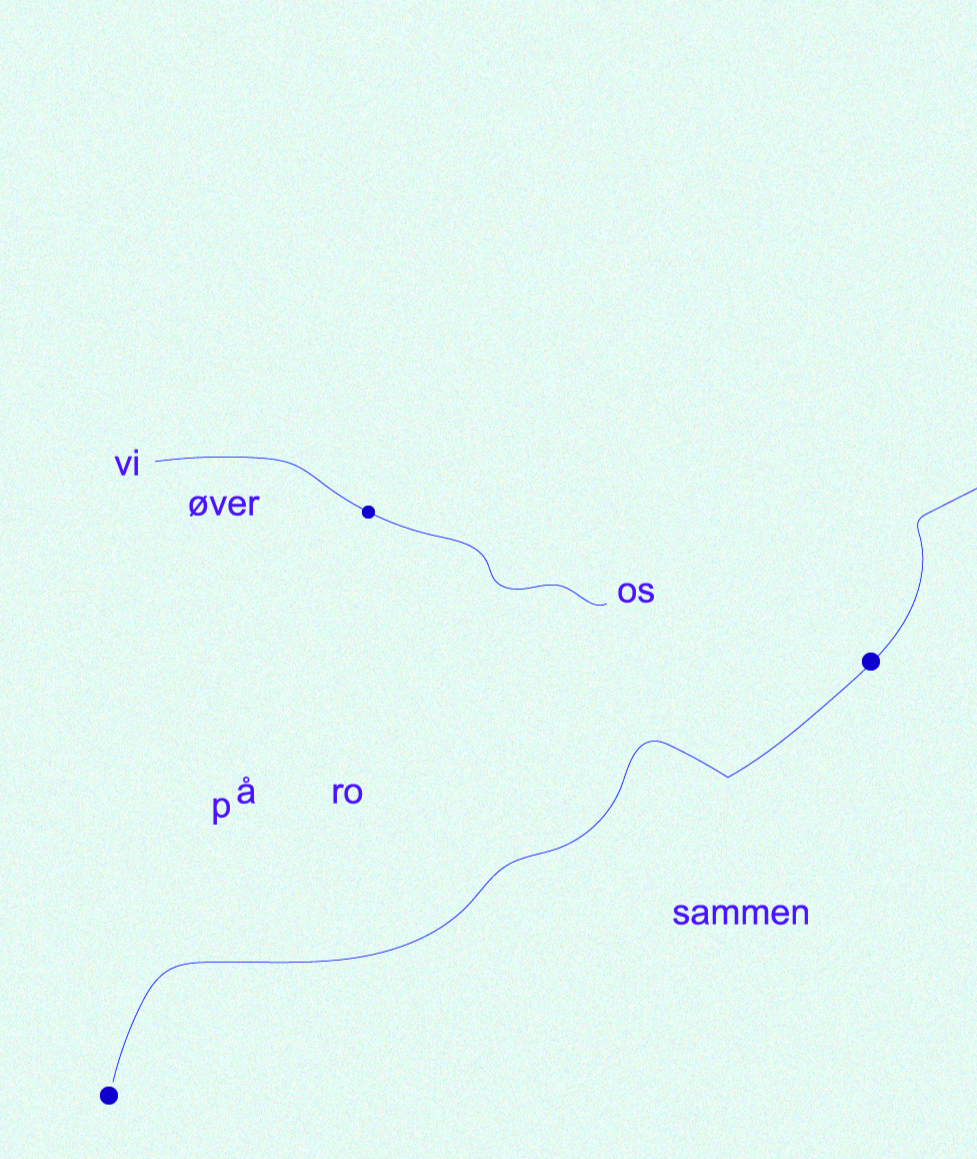 Citat: "vi øver os på ro sammen" på en minimalistisk lys grøn baggrund.