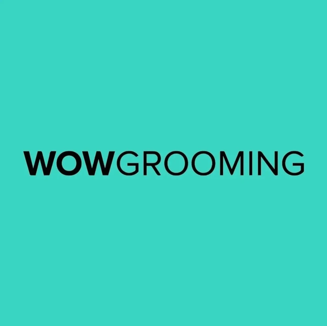 Text that reads "WOW GROOMING" on a teal background.