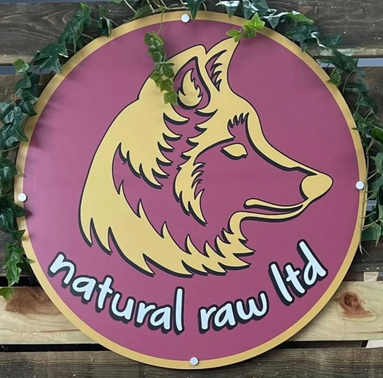 Logo of Natural Raw Ltd featuring a stylized yellow bear's head on a purple background, surrounded by green foliage.