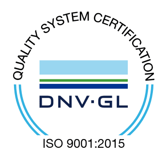 DNV-GL logo with a light blue rectangle, green and blue lines, and a circular design.