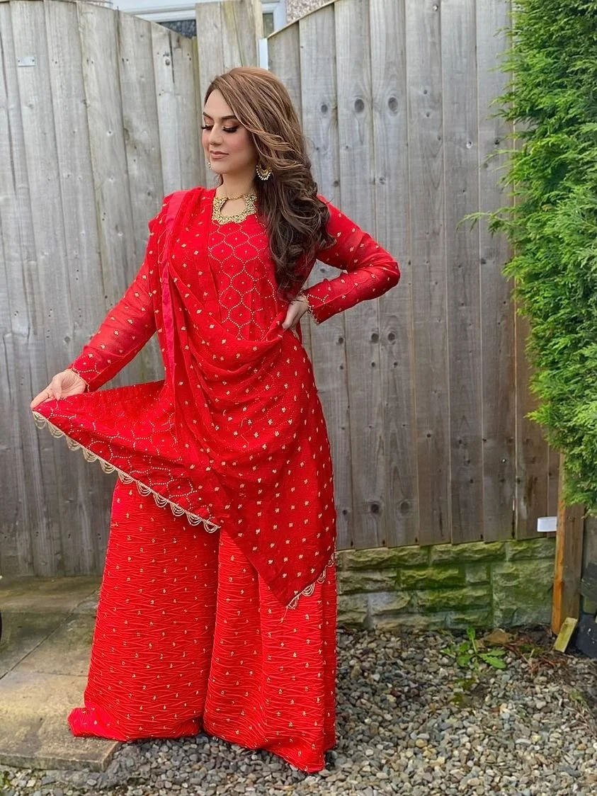 RED GHARARA SUIT